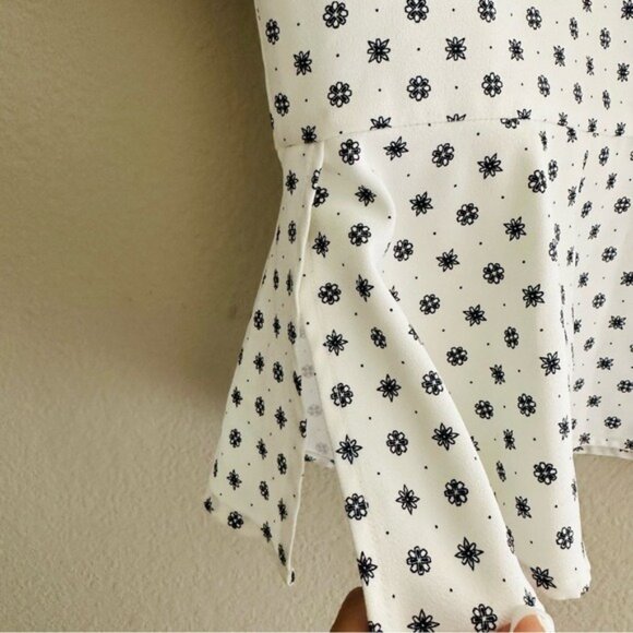 Banana Republic XS Polka Dot Peplum Top White Black Dot Modcore Cottage Chic - Picture 6 of 9